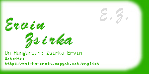 ervin zsirka business card
